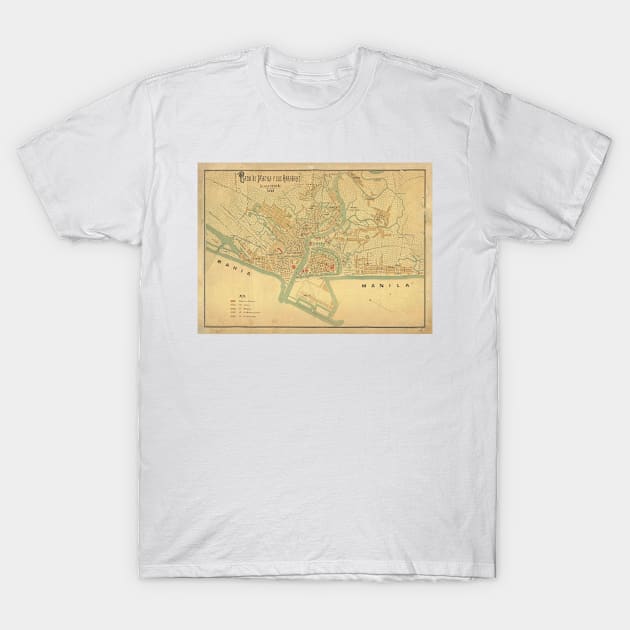 Vintage Manila Philippines Map (1898) T-Shirt by Bravuramedia